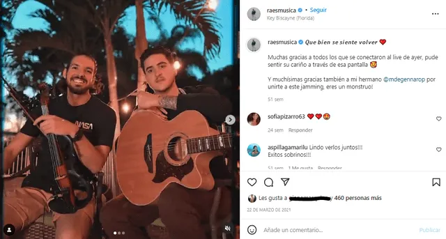 Raes lanzó su tema musical "¿Qué fue?" y ha sido todo un éxito en las plataformas musicales. Foto: Instagram