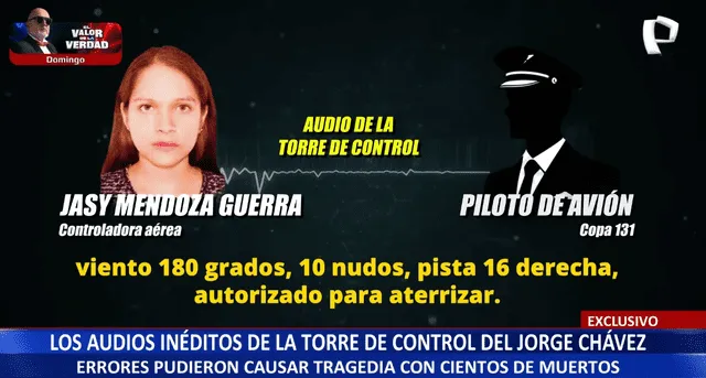 Audios de la torre de control del Jorge Chávez. Captura: Panorama Audios de la torre de control del Jorge Chávez. Captura: Panorama