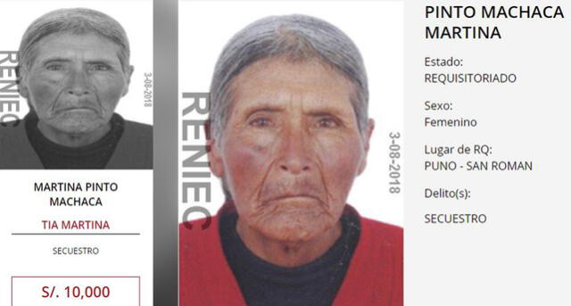 En Puno, capturan a anciana de 72 años que estaba en la lista de “Los más buscados” 