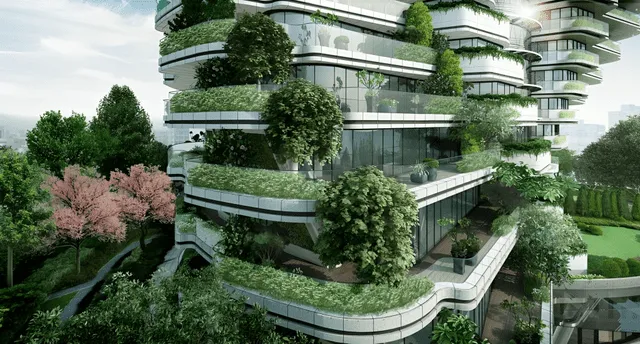  Este edificio cuenta con aproximadamente 23.000 árboles y plantas. Foto: Taiwan News<br>    