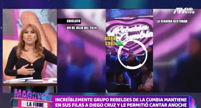 Magaly Medina critica que Los Rebeldes de la cumbia no tomen medidas tras denuncias contra cantante Diego Cruz. Foto: ATV   