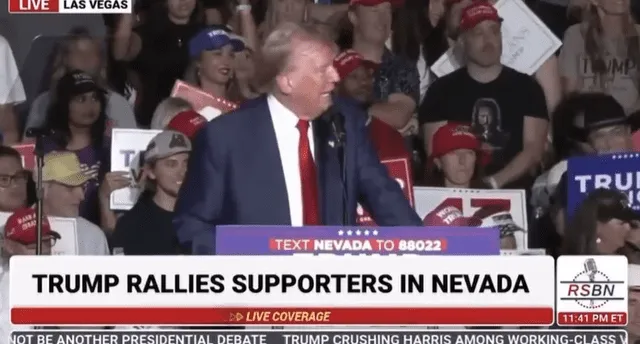 Donald Trump presenta a Nicky Jam como una mujer en un mitin de Las Vegas. Foto: Fox News.   