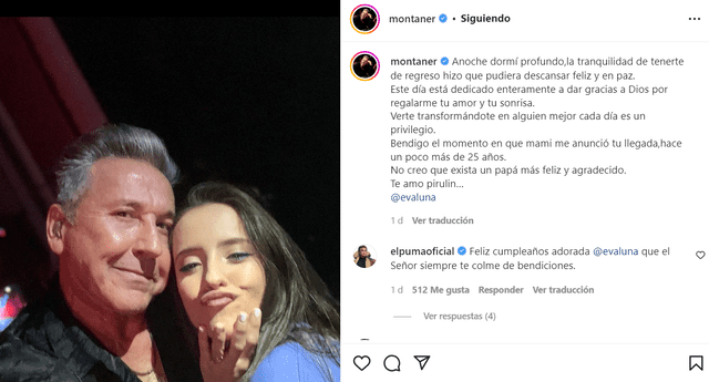 Evaluna Montaner recibe tierno mensaje de José Luis ‘el Puma’ Rodríguez por su cumpleaños