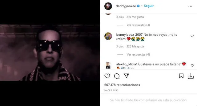 Publicación de Daddy Yankee. Foto: captura/Instagram