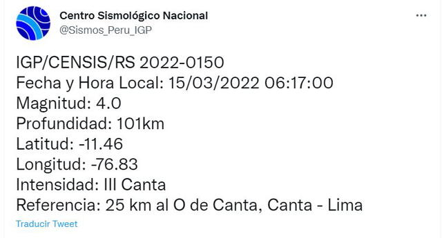 Sismo en Lima, IGP