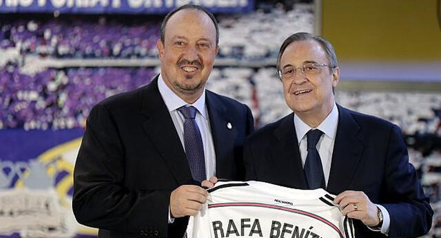 Rafa Benítez siendo presentado en 2015 como entrenador del Real Madrid.
