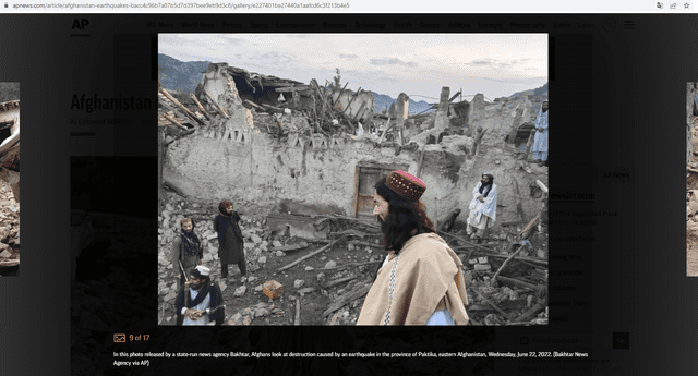 Escena tras el terremoto del 22 de junio de 2022. Foto: captura en web AP.