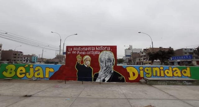 El mural que se había pintado en homenaje a Héctor Béjar. Foto: Twitter / Vladimir Cerrón