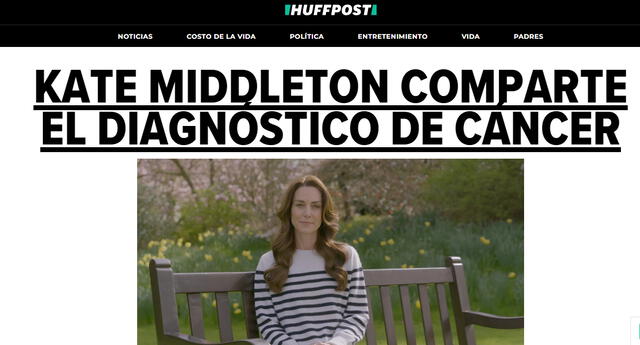  Así reaccionó Huffpost sobre la noticia de Kate Middleton. Foto: Huffpost<br>    