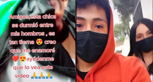 TikTok: se queda dormida en el hombro de un joven y él le pide su número de celular