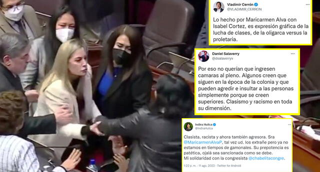 Políticos peruanos rechazan actitud de María del Carmen Alva y se solidarizan con Isabel Cortez