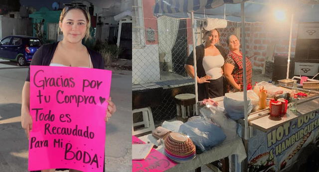 Jóvenes se ponen a vender hot dogs con el fin de recaudar dinero para su boda