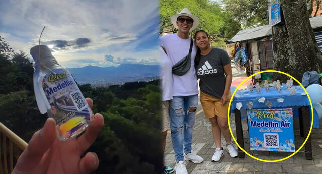 Vende botellas de aire de Colombia a los turistas y con el dinero recaudado se paga los estudios