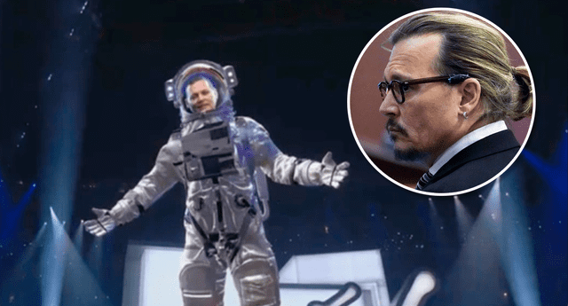 El rostro de Depp apareció durante la transmisión de la ceremonia en la cabeza del icónico astronauta cromado de MTV. Foto: composición LR / captura: MTV / EFE