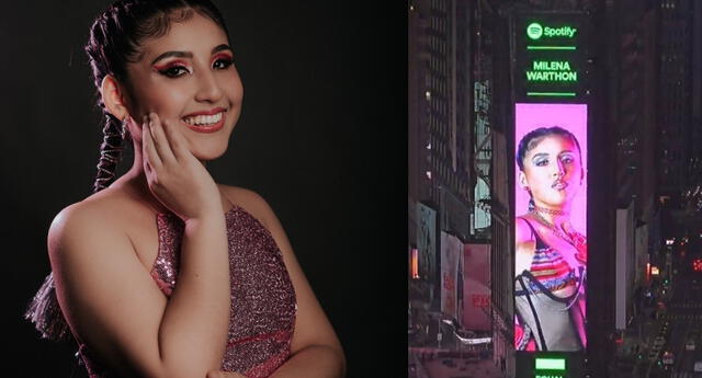 Milena Warthon aparece en las pantallas del Times Square por liderar la lista Equal Andes de Spotify