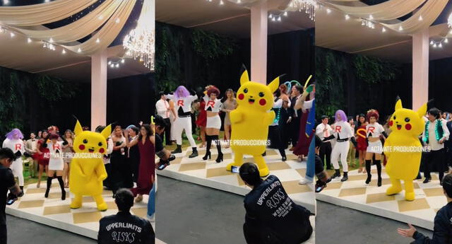 'Pikachu' y el 'Equipo Rocket' animan un matrimonio al ritmo del "Siki siki" y video se hace viral