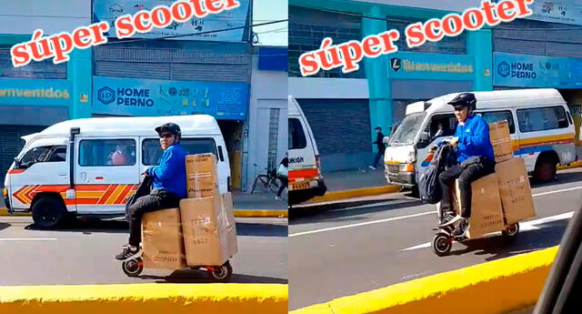 TikTok: hombre utiliza un pequeño scooter para transportar su mercadería