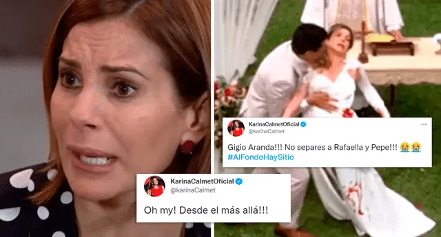 Karina Calmet lamentó el destino de Rafaella en AFHS, similar al que vivió su personaje en la anterior temporada de la serie. Foto: composición LOL/ América TV / Twitter: @karinacalmet