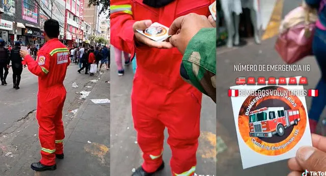 Bombero voluntario vende stickers para recaudar fondos y joven tiene un noble gesto