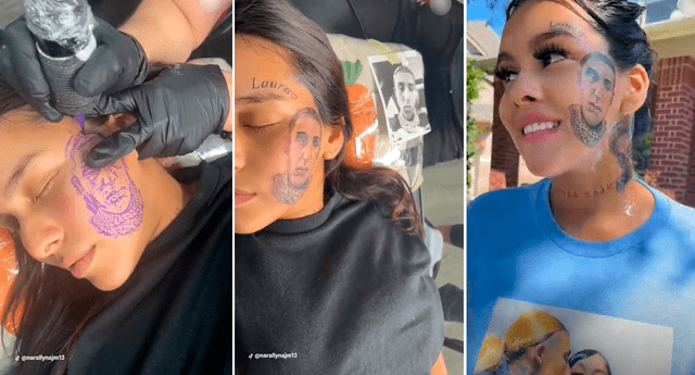 El video de la joven haciéndose el tatuaje alcanzó más de 12 millones de reproducciones. | Foto: composición LR/TikTok/@narallynajm13