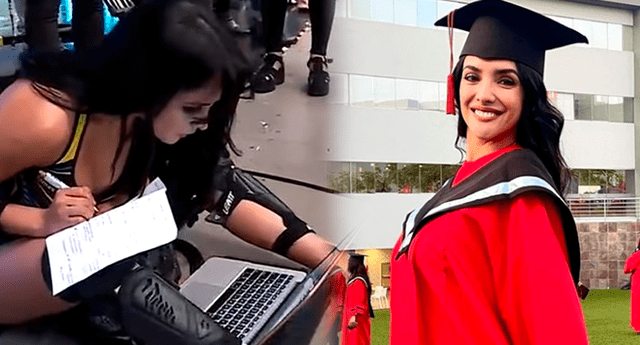 Rosángela Espinoza participó de su ceremonia de graduación en junio de este año. | Foto: composición LR/Rosángela Espinoza/Instagram/captura de América TV