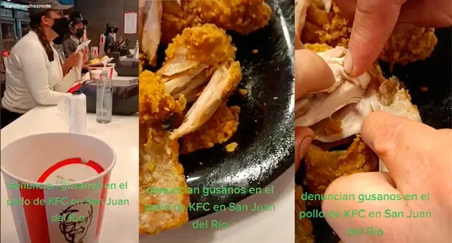 TikTok: comensales mexicanos denuncian que encontraron gusanos en su pedido de KFC y vuelve viral