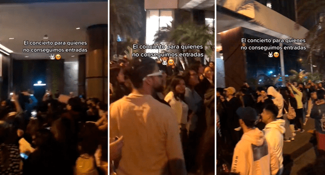 Fans de Bad Bunny se juntaron a festejar afuera del Marriott. Foto: composición LOL/ TikTok: @alexandersairi