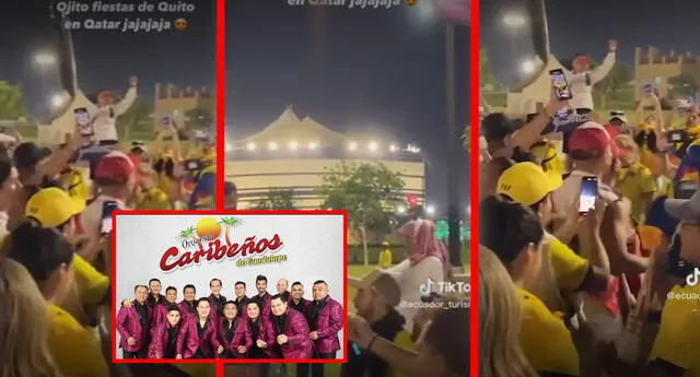 Qatar 2022: hinchas ecuatorianos y cataríes bailan al escuchar canción de Caribeños de Guadalupe