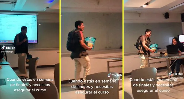 Estudiante es captado regalándole un panetón a su profesora y se hace viral: "Lo que hace para no jalar"