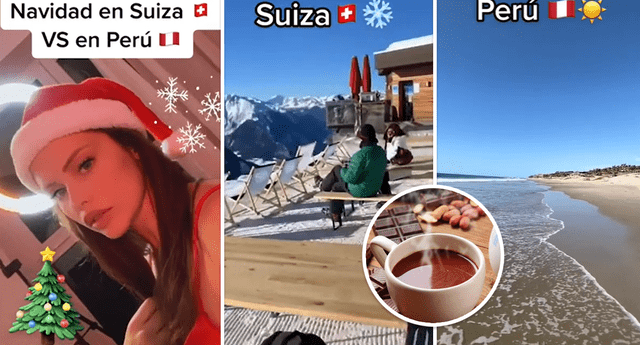 Leticia Pereira comparó la Navidad de Suiza con la de Perú. Foto: composición LOL / TikTok: @leti.rp