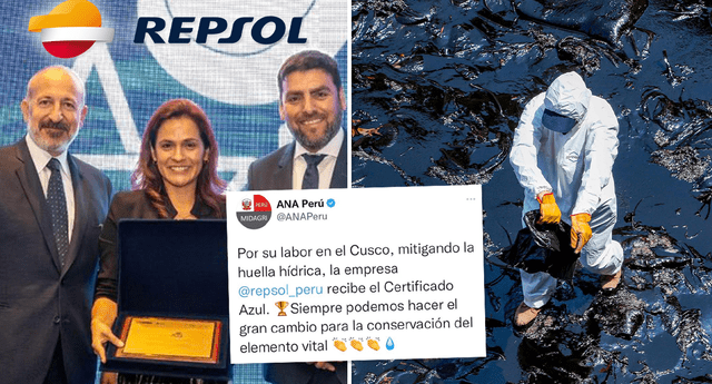 Repsol fue premiada con el Certificado Azul por el gobierno peruano. Foto: composición LOL / Twitter: @ANAPeru / EFE