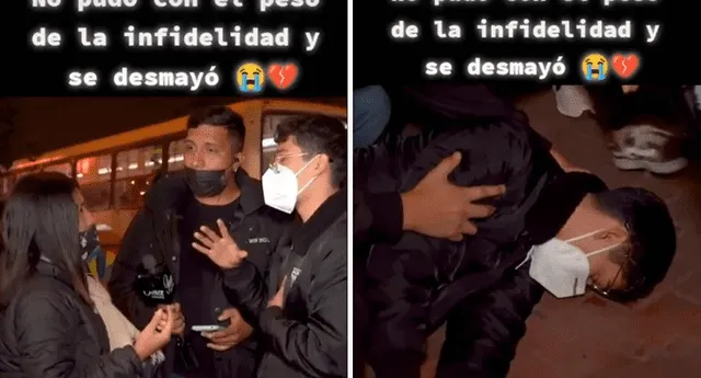 El desolado joven le reclamo a su novia por la presunta infidelidad, pero terminó desmayándose. Foto: composición LOL / TikTok: @ponceproducciones_peru