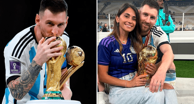 Antonela Roccuzzo bajó a la cancha y celebró el triunfo de Argentina junto con Lionel Messi. | Foto: composición LR/Antonela Roccuzzo/Instagram