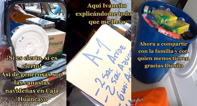 Joven muestra colosal 'canasta navideña' que llena la maletera de un auto: "Es la mejor de todas"