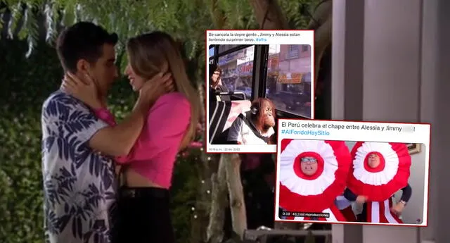 Usuarios celebran el beso entre Alessia y Jimmy en redes sociales. Foto: composición LR/captura de América TV/Twitter