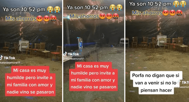 Joven peruana invitó a su familia a celebrar la llegada del 2023, pero nadie llegó. Foto: composición LOL / TikTok: @katanasamurai17