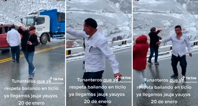 Usuarios en TikTok aplaudieron a la familia, pues ni la altura o la intensa nevada impidió que danzaran a ritmo de tunantada. Foto: composición de LR/TikTok/@Armando_producciones
