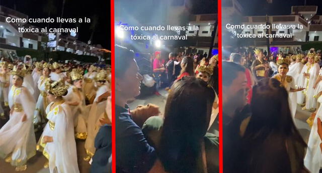 Video: viral | TikTok | Mujer se pelea con bailarina por intentar sacar a  bailar a su novio durante el carnaval | LOL La República