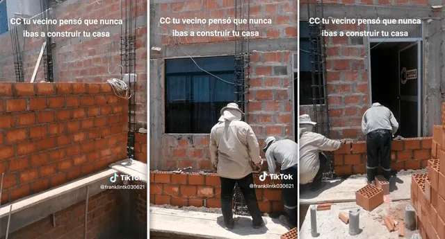 Usuarios cuestionaron la construcción de una puerta y ventana en la pared que colinda con la del vecino. Foto: composición LR/TikTok/@Franklintk030621