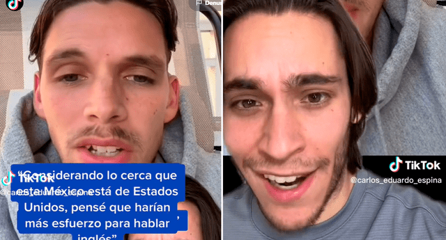 Usuarios pidieron al joven aprender a hablar español para visitar un país latino. Foto: composición de LR/TikTok/@Carlos_eduardo_espina