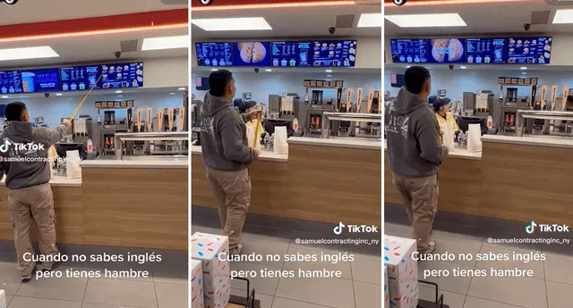 Aunque no hablaba inglés, el hombre no se dejó vencer y miles aplaudieron su habilidad para hacer su pedido. Foto: composición de LR/TikTok/@Samuelcontractinginc_ny