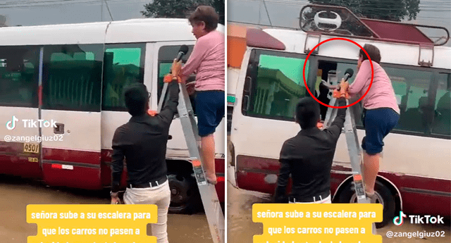 A pesar de la caída de huaicos, los carros continuaban transitando en la en la Carretera Central. Foto: composición LR/captura de TikTok/@Zangelgiuz02