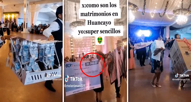 El video del matrimonio huancaíno dio pie a graciosos comentarios en redes sociales. Foto: composición LOL/TikTok/@Melaniesan326