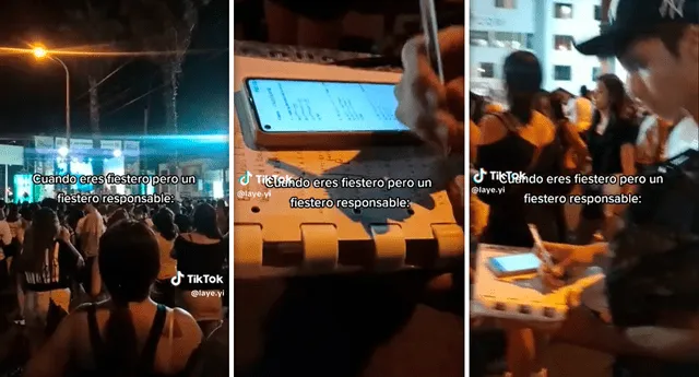 El singular suceso fue registrado en una fiesta realizada en el distrito de Los Olivos. Foto: composición LOL/captura de TikTok/@Laye.yi