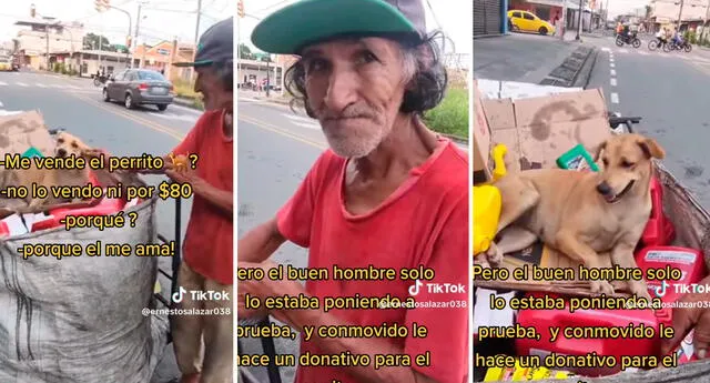 El hombre indicó que su perrito lo ama y que, a pesar de las dificultades, nunca lo vendería. Foto: composición LOL/captura de TikTok/@ErnestoSalazar038