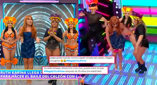 Magaly Medina recreó el 'baile del calzón' después de 24 años. Foto: composición LOL/captura de ATV/Twitter