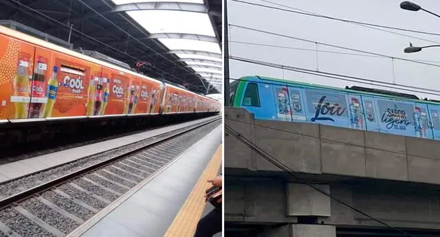 Usuarios cuestionaron que la Línea 1 del Metro de Lima coloque publicidad en la fachada del tren eléctrico. Foto: composición LR/captura/Twitter