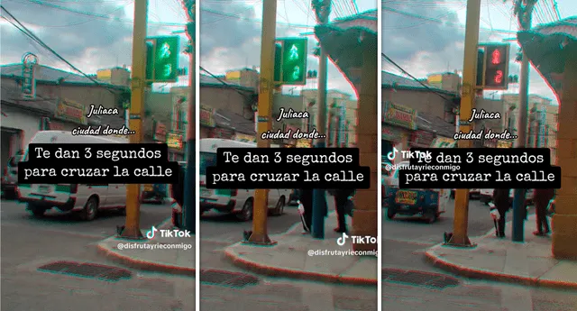 Las imágenes del singular semáforo sumaron miles de reproducciones en TikTok. Foto: composición LR/@Disfrutayrieconmigo/TikTok