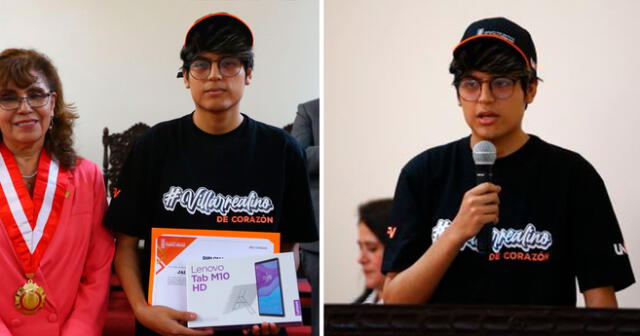 El joven logró el primer puesto en Ingeniería de Sistemas de la UNFV sin estudiar en una academia. Foto: composición LOL/Andina