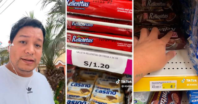 El peruano decidió buscar los nuevos precios de las populares Rellenitas. Foto: composición LOL/captura de TikTok/@.Kiwinv